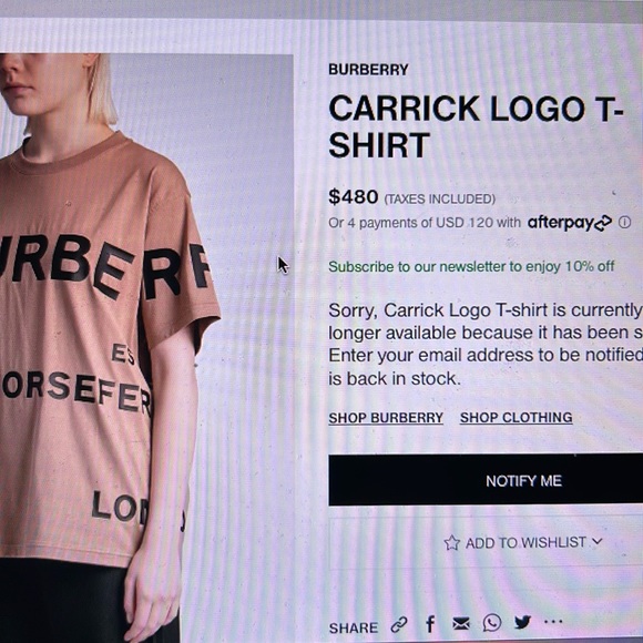 •Burberry Carrick Logo Crew Neck T-Shirt Size M Unisex NWOT - Picture 2 of 12